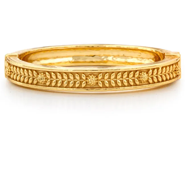 Berry Vine Hinged Bangle, S/M - Gold