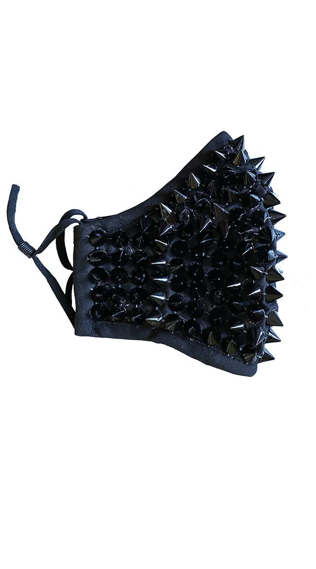 Black Stay Away Studded Face Mask