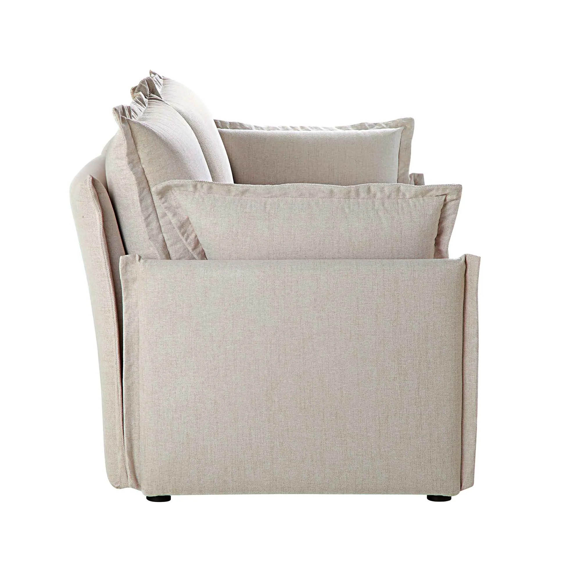 Byron Pillow Edge Beige Fabric Modular Sofa, 2-Seater