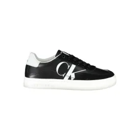 Calvin Klein Sleek Black Lace-Up Sneakers With Contrast Details