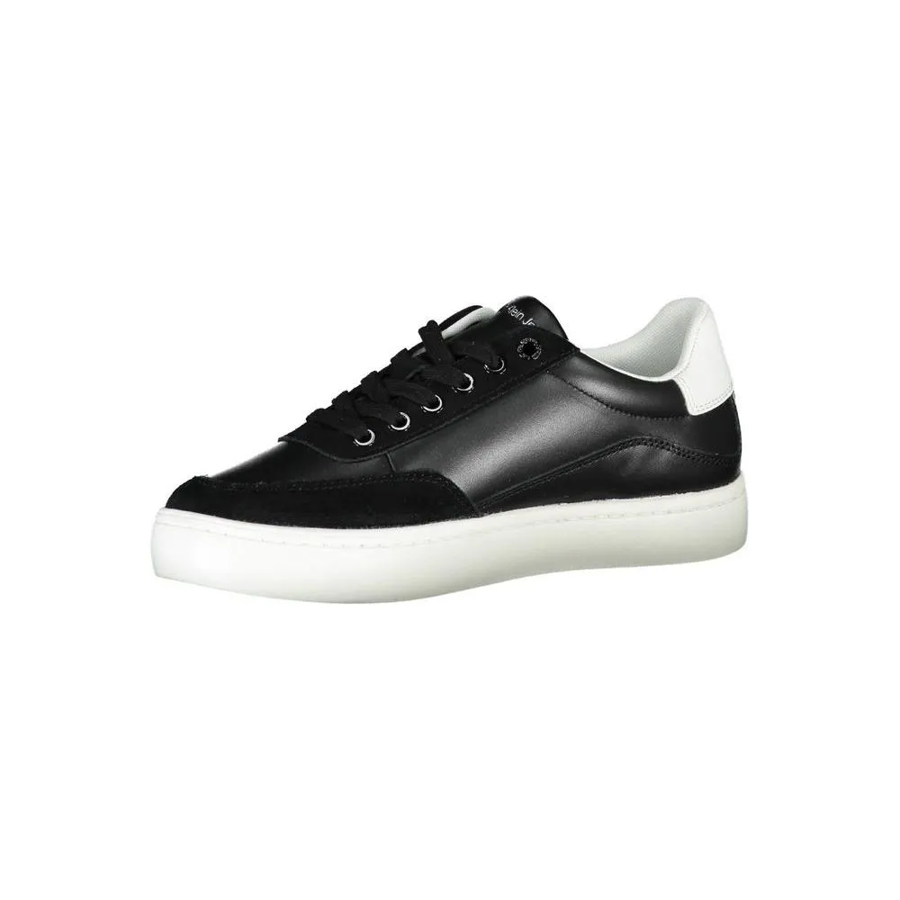 Calvin Klein Sleek Black Lace-Up Sneakers With Contrast Details