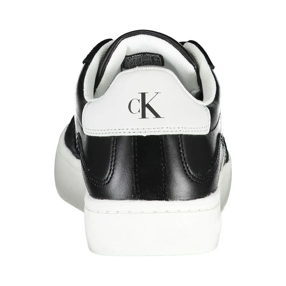 Calvin Klein Sleek Black Lace-Up Sneakers With Contrast Details