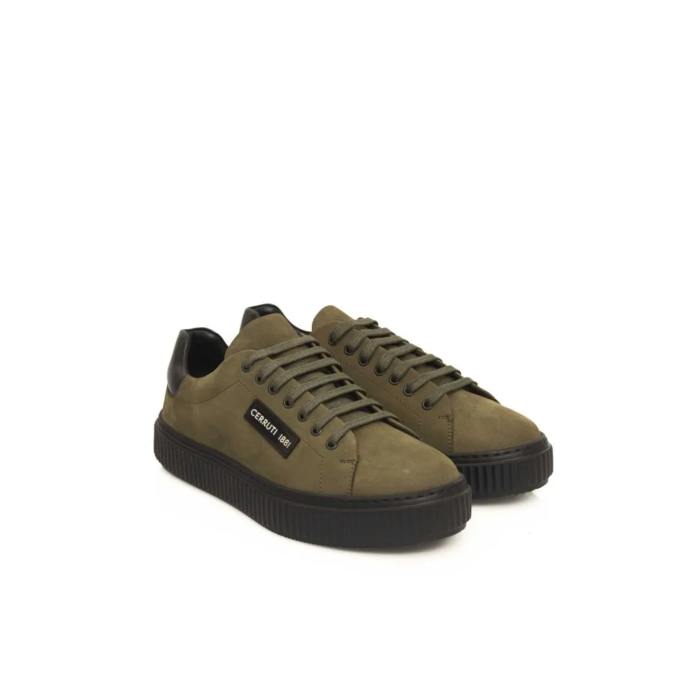 Cerruti 1881 Green Leather Men Men's Sneaker
