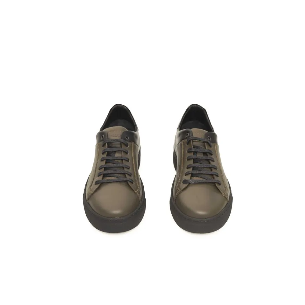 Cerruti 1881 Green Leather Men's Men's Sneaker
