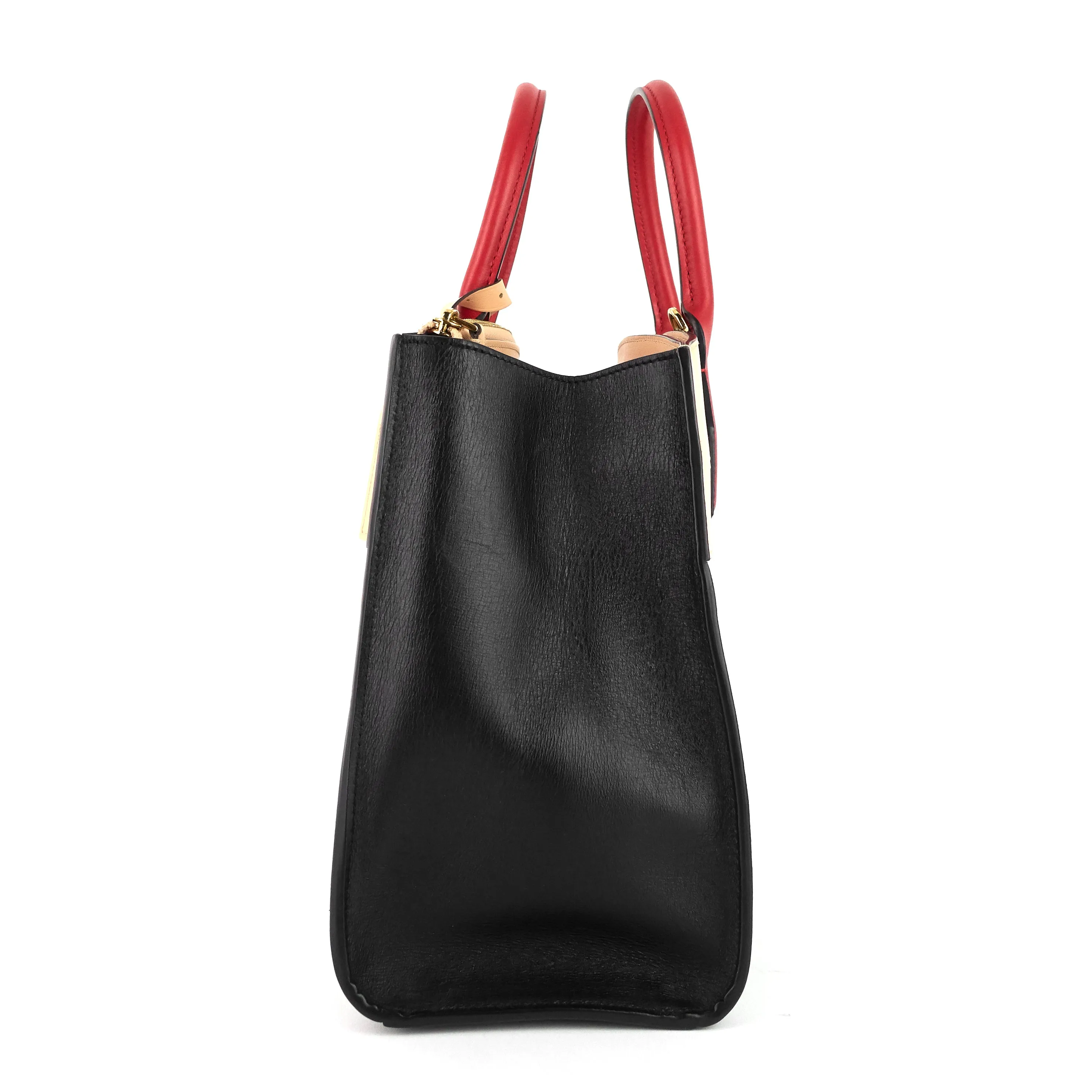 City Steamer MM Black Creme Bourgogne Calfskin Tote Bag