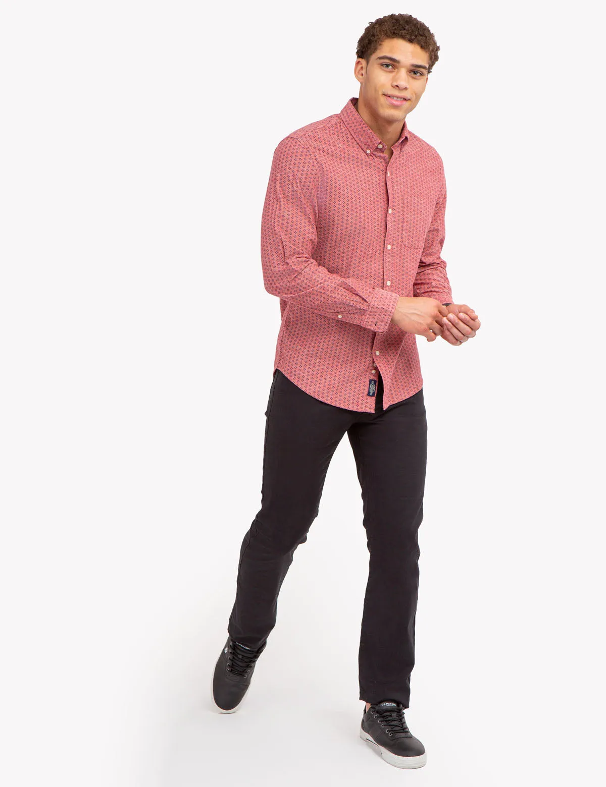 COTTON SLUB DISCHARGED PRINT SHIRT