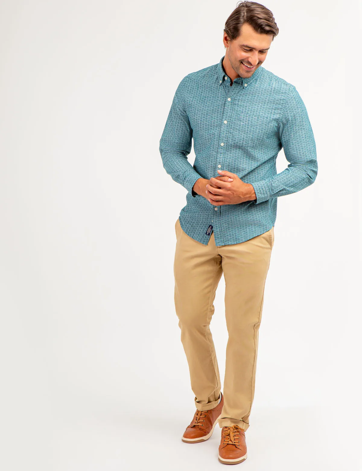 COTTON SLUB DISCHARGED PRINT SHIRT