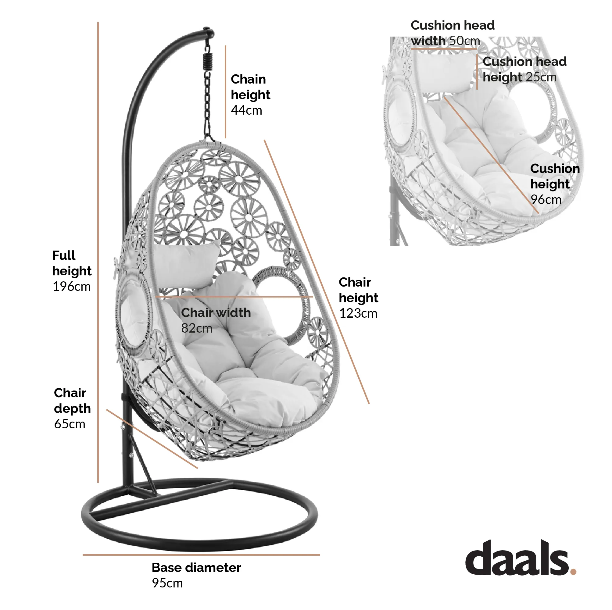Daisy Floral Pattern Indoor Outdoor Hanging Chair