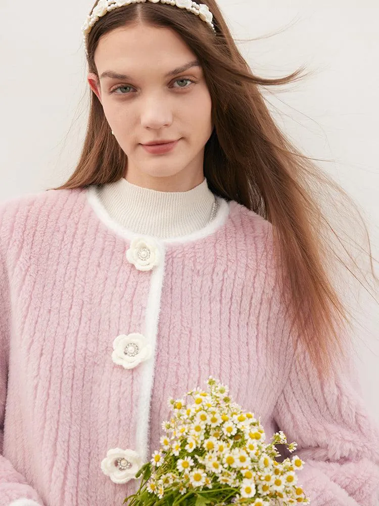 Detachable Flower Woolen Jacket