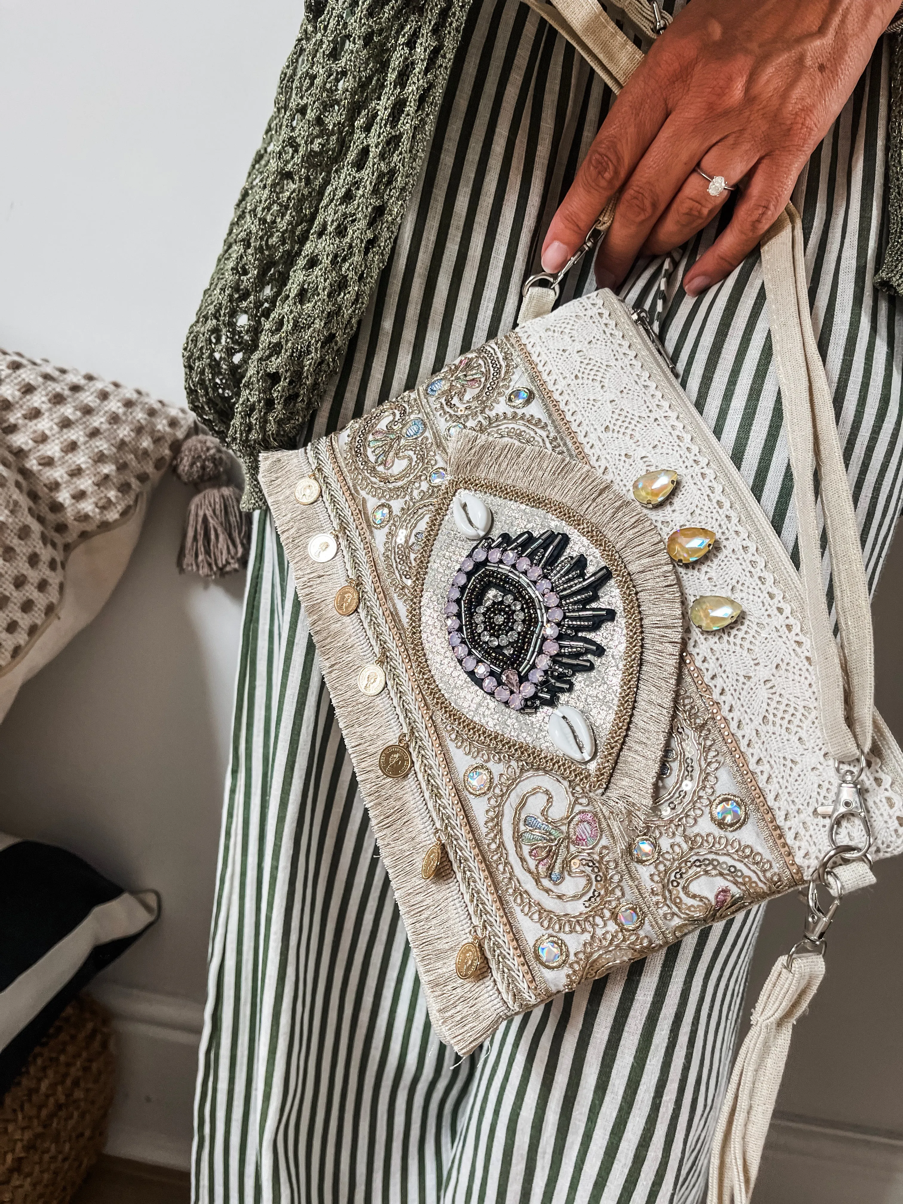 Embellished Tassel Clutch bag