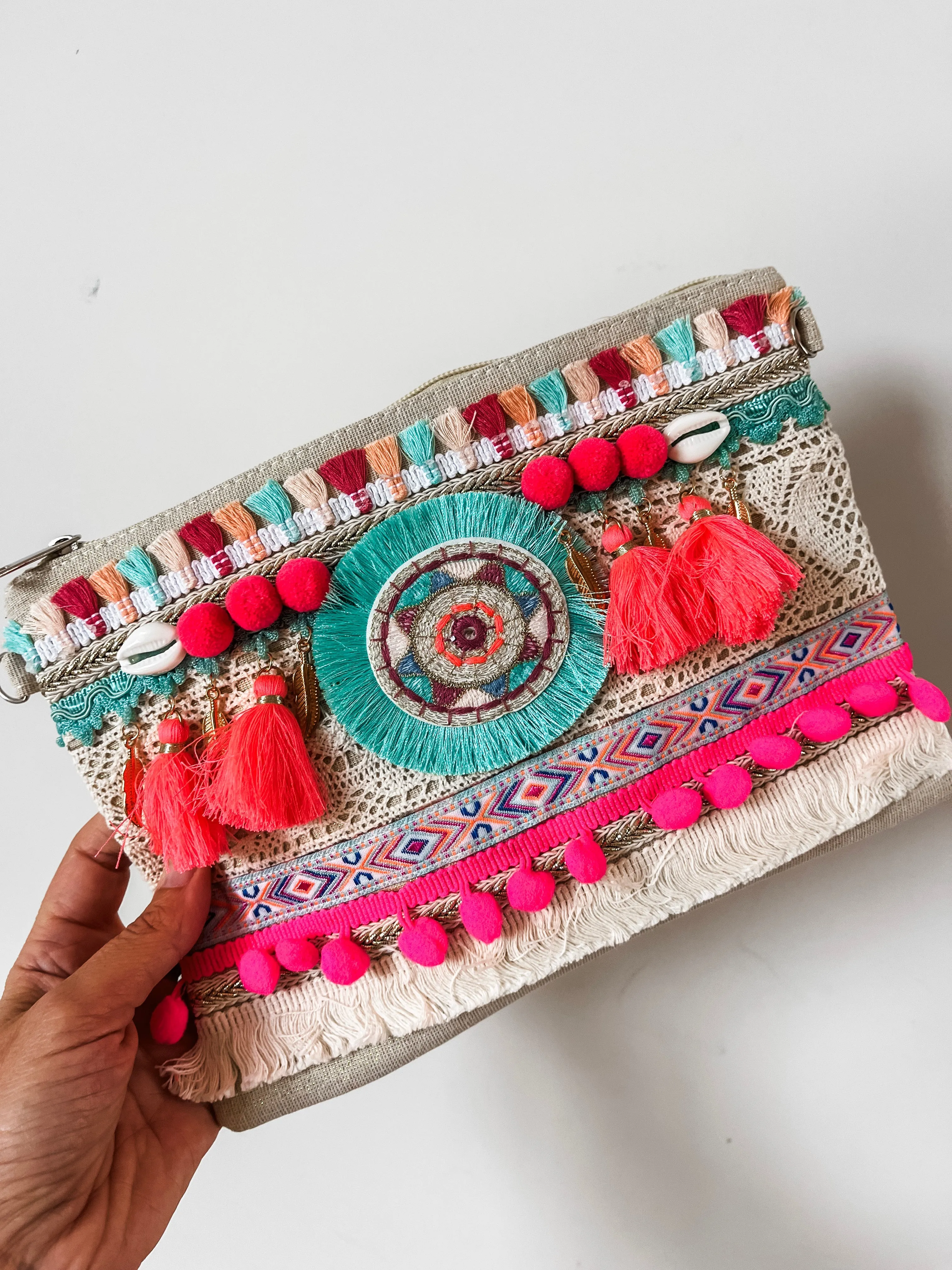 Embellished Tassel Clutch bag