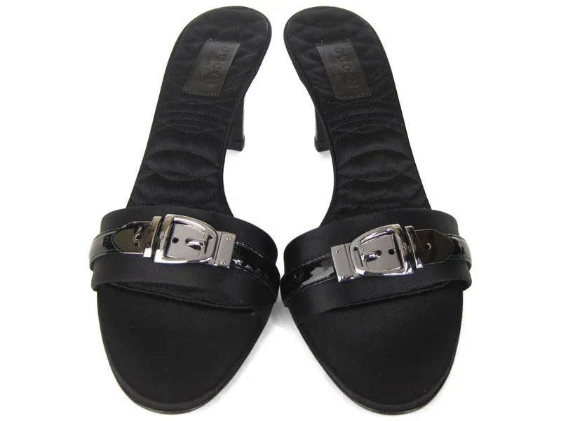 Gucci Black Satin Slides