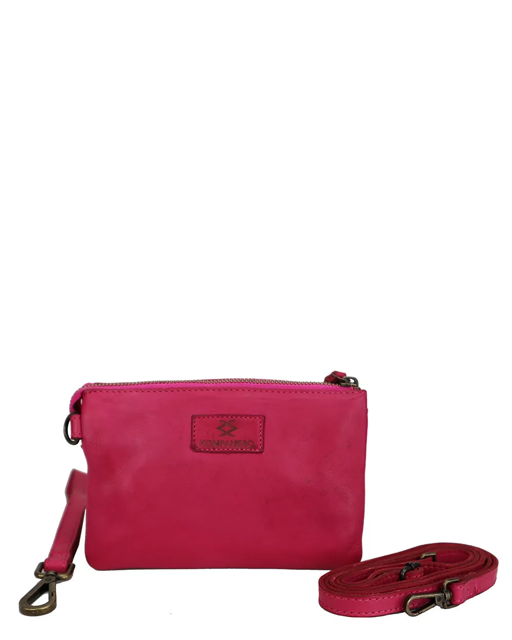 Kompanero Flip Fuchsia Leather Crossbody/Clutch Bag Design