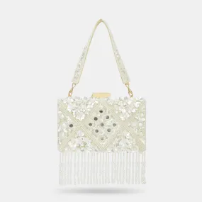 Lavie Luxe Flower White Medium Women's Clutch
