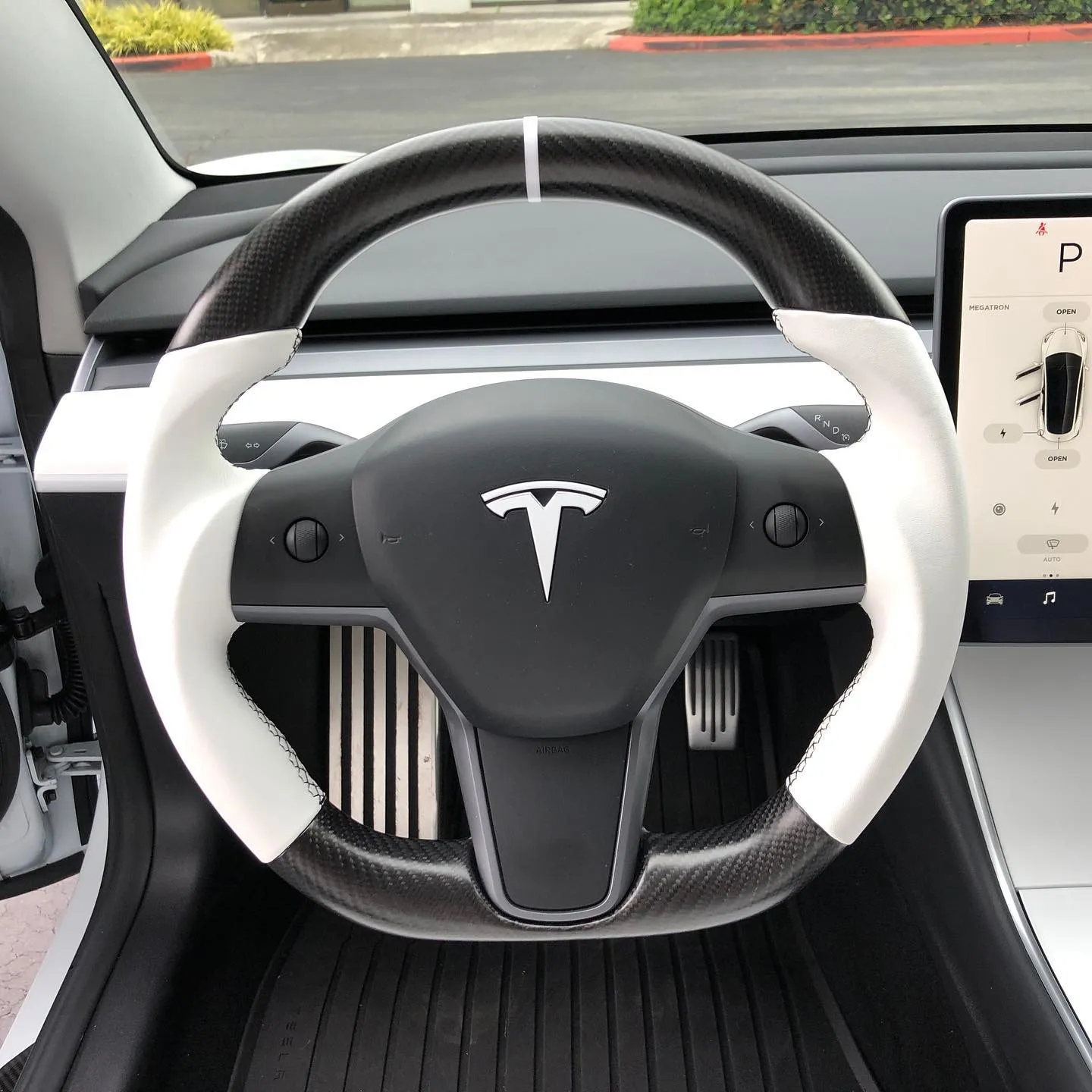 Model 3 / Y Sport Round Carbon Fiber Steering wheel 【Style 41】