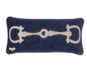 NAVY RETRO CUSHION NZ WOOL 55X25 CM.