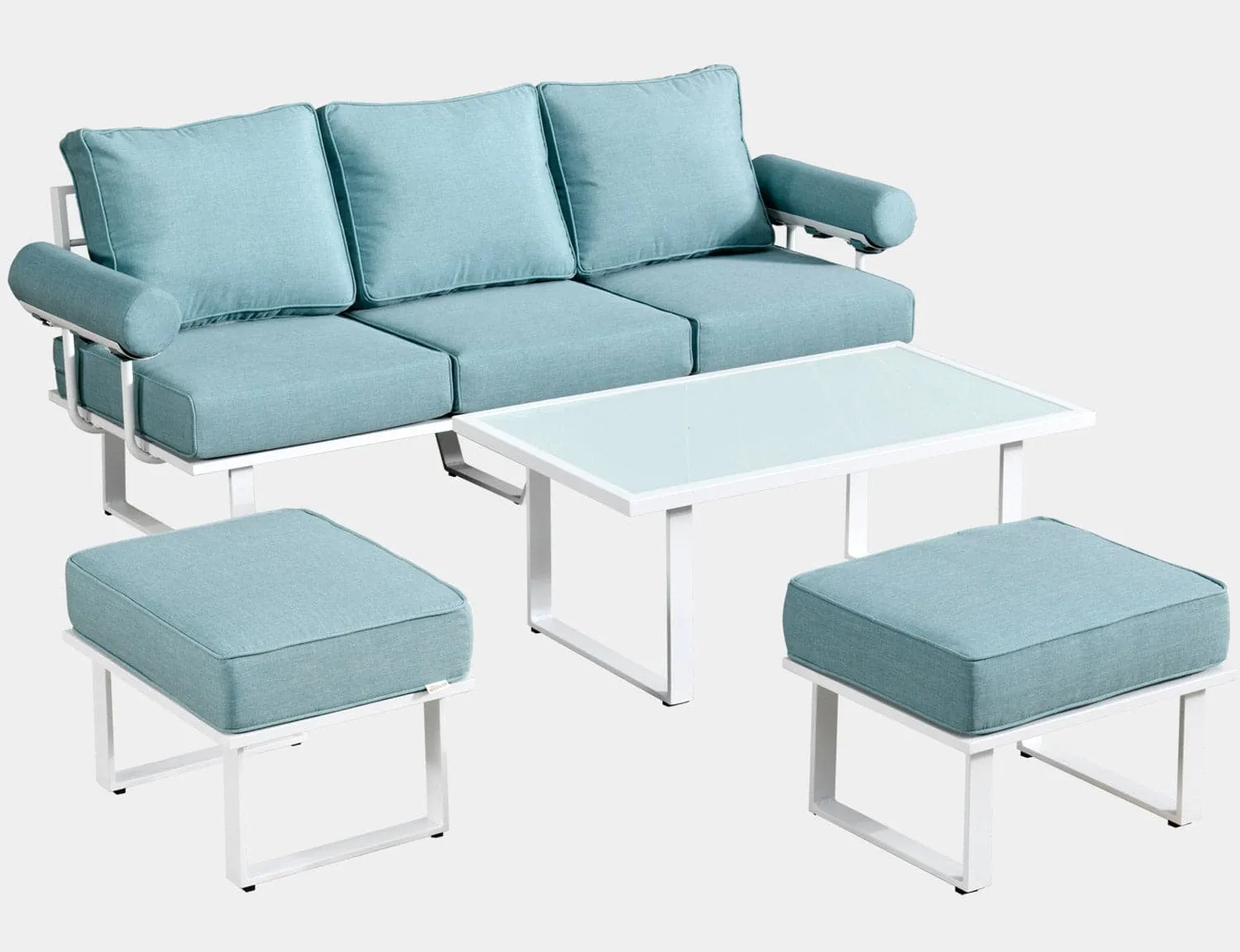 Ovios Patio Bistro Set Outdoor Furniture 4-Piece, Aluminum Frame, 5'' Cushion