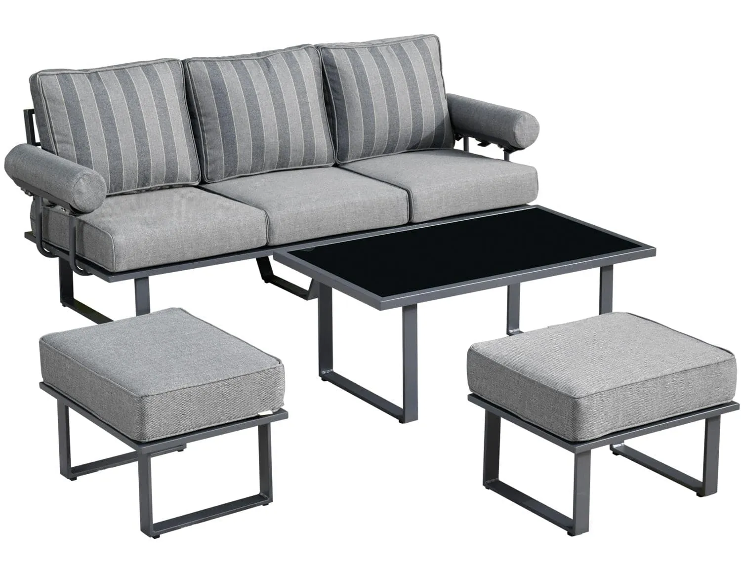 Ovios Patio Bistro Set Outdoor Furniture 4-Piece, Aluminum Frame, 5'' Cushion