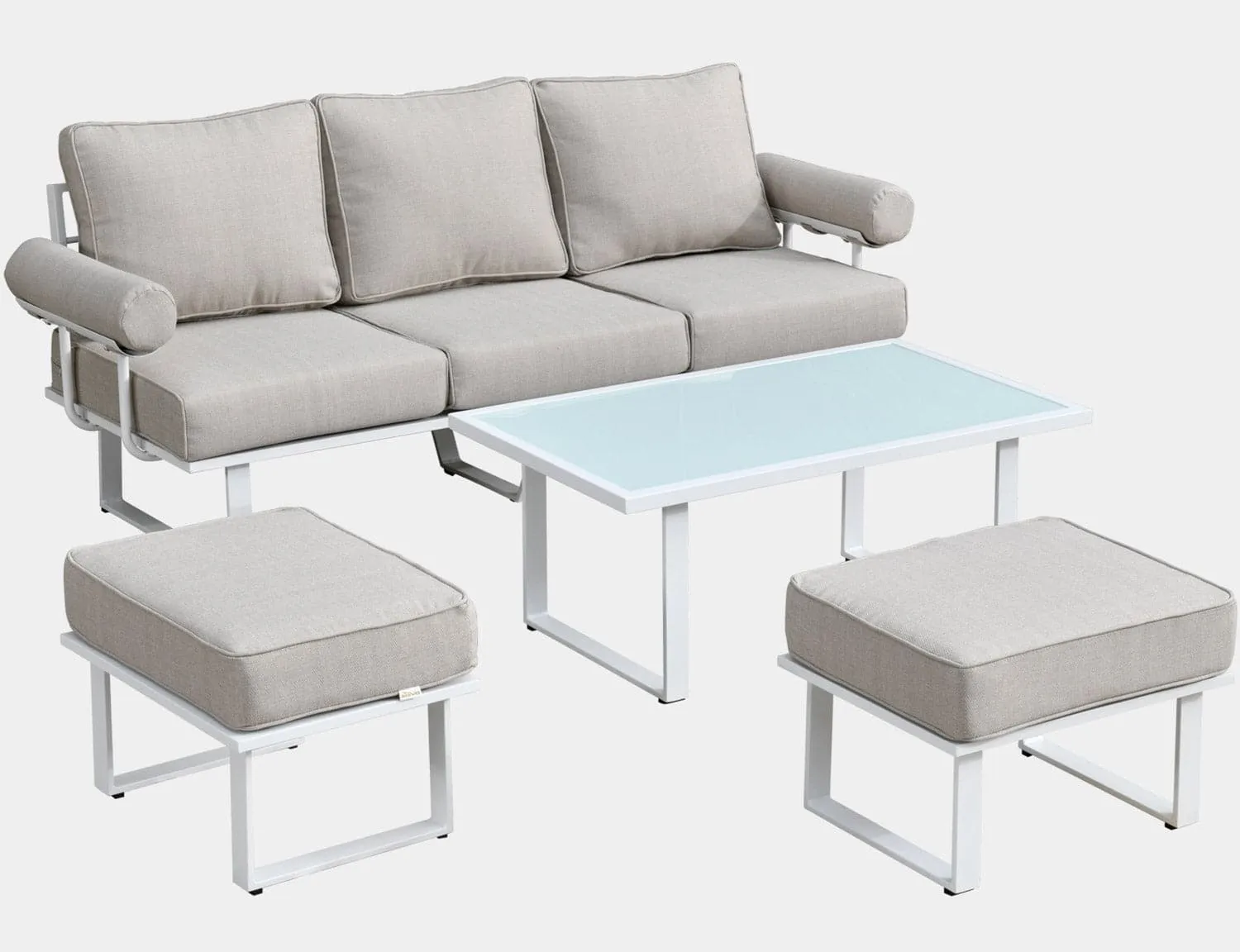 Ovios Patio Bistro Set Outdoor Furniture 4-Piece, Aluminum Frame, 5'' Cushion