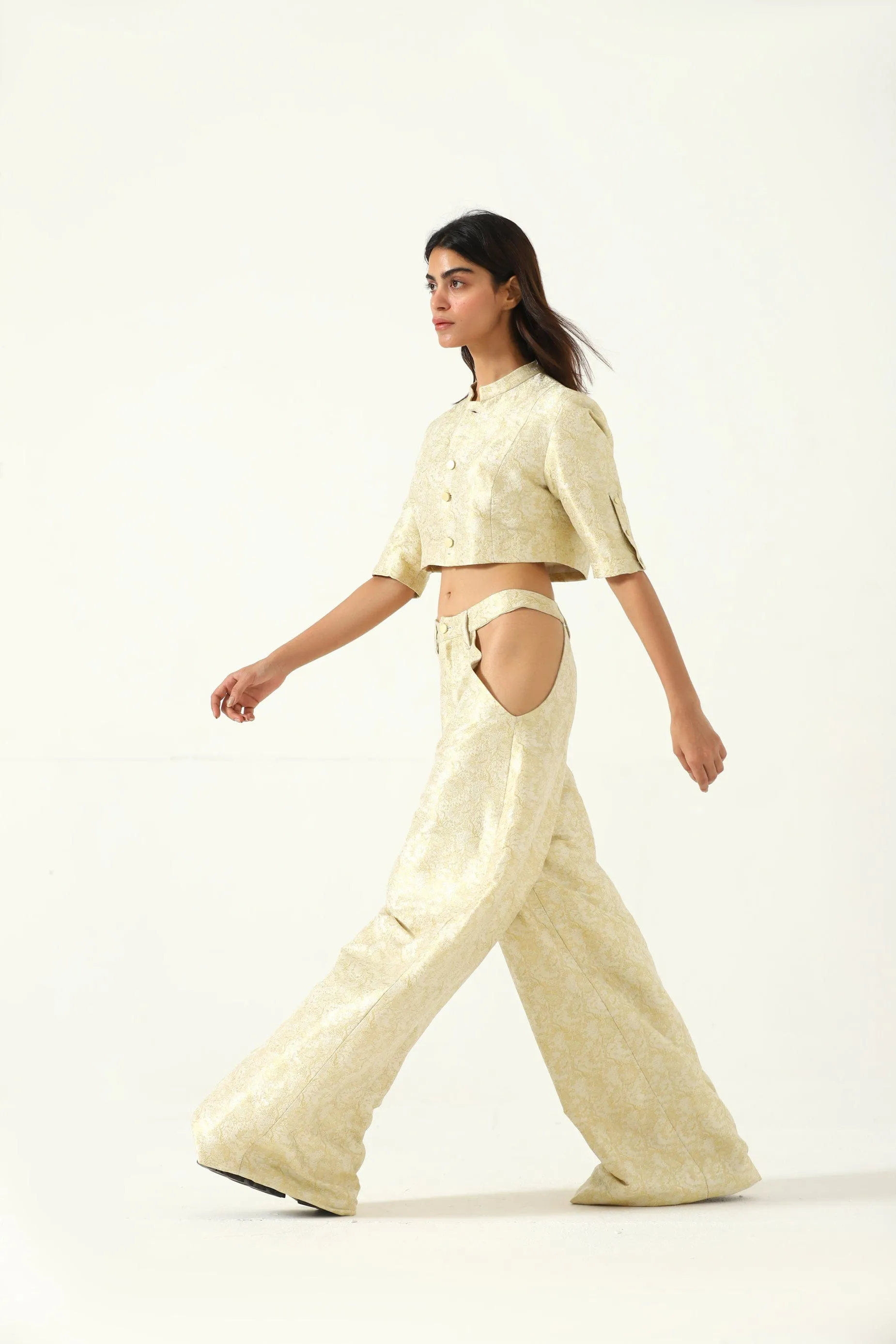 "RANI OF WIMBLEDON" SILK BROCADE TOP