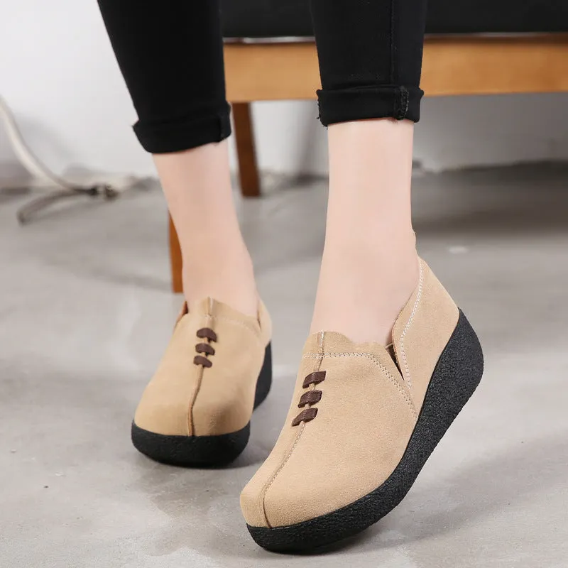Round toe fly woven mesh thick sole ladies casual shoes