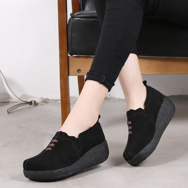 Round toe fly woven mesh thick sole ladies casual shoes