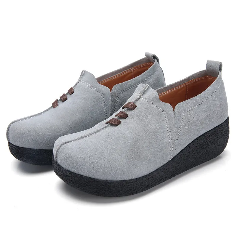 Round toe fly woven mesh thick sole ladies casual shoes
