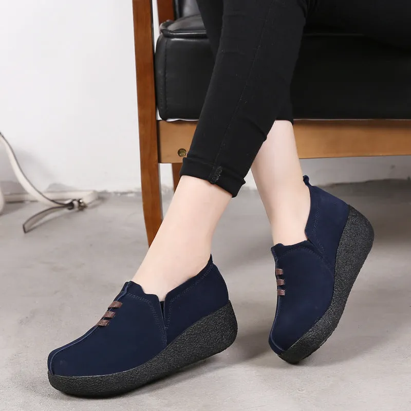 Round toe fly woven mesh thick sole ladies casual shoes
