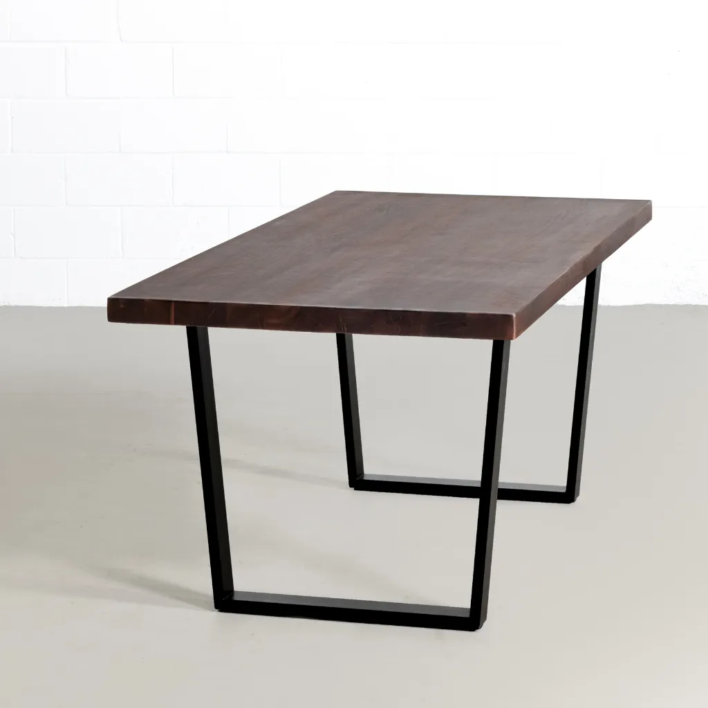 Straight Cut Acacia Dining Table with Black U legs/Honey Walnut
