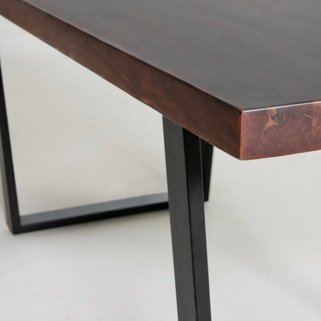 Straight Cut Acacia Dining Table with Black U legs/Honey Walnut