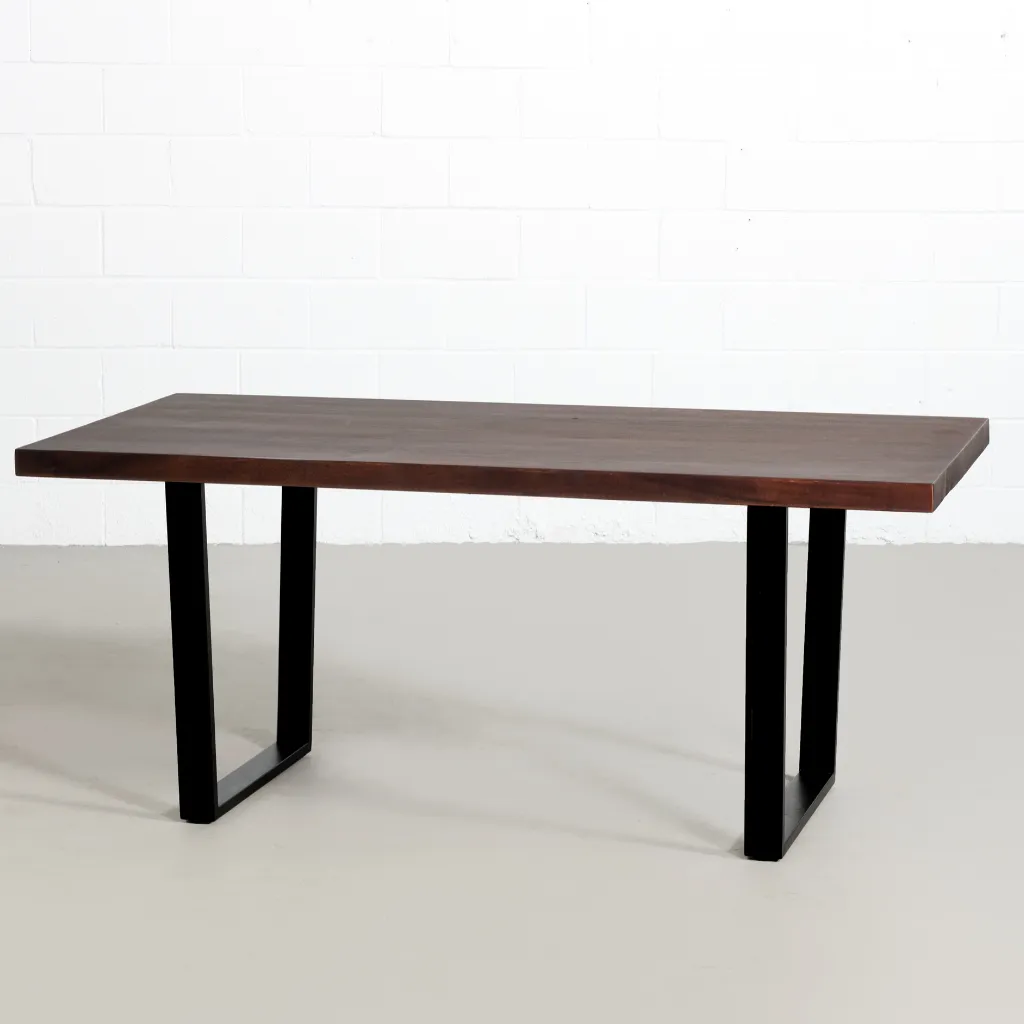 Straight Cut Acacia Dining Table with Black U legs/Honey Walnut